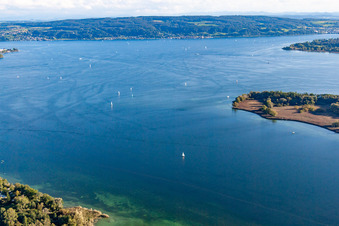 Aerial view of Mettnauspitze in Radolfzell am Bodensee in the state Baden-Wuerttemberg, Germany