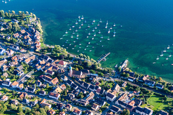 Aerial photograpy of Sailboat dock in Allensbach in the state Baden-Wuerttemberg, Germany