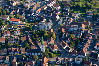 Aerial view of St. Martin in the district Wollmatingen in Konstanz in the state Baden-Wuerttemberg, Germany