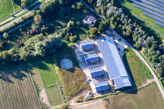 Aerial view of Building of stables of Trab e.V. in the district Wollmatingen in Konstanz in the state Baden-Wurttemberg, Germany