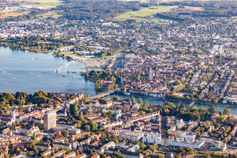River - bridge construction over the River Rhine on the lake of constance in the district Petershausen-Ost in Konstanz in the state Baden-Wurttemberg, Germany