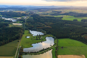 Shore areas at the Sauldorf quarry lakes in Sauldorf in the state Baden-Wuerttemberg, Germany