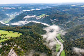 Danube Gorge in Fridingen an der Donau in the state Baden-Wuerttemberg, Germany seen from above