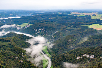 Danube Gorge in Fridingen an der Donau in the state Baden-Wuerttemberg, Germany from the plane