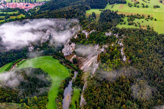 Danube Gorge in Buchheim in the state Baden-Wuerttemberg, Germany seen from above