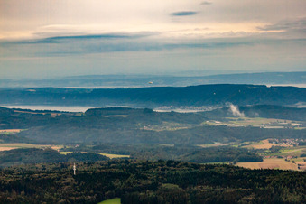 Aerial view of Zeppelin NT over Bodman in the district Bodman in Bodman-Ludwigshafen in the state Baden-Wuerttemberg, Germany
