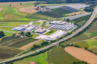 Industrial estate and company settlement with MEGA Stockach Das Fach-Zentrum for the Metzgerei and Gastronomie GmbH in Stockach in the state Baden-Wurttemberg, Germany