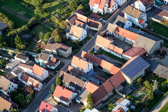 Saarstrasse from the southwest in Kandel in the state Rhineland-Palatinate, Germany seen from above