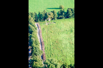 Fun-Forest giant zip line at the forest swimming pool in Kandel in the state Rhineland-Palatinate, Germany