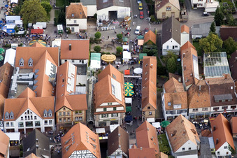 Aerial view of City Festival Kandel in Hauptstr in Kandel in the state Rhineland-Palatinate, Germany