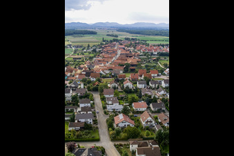 Main street from the east in Erlenbach bei Kandel in the state Rhineland-Palatinate, Germany