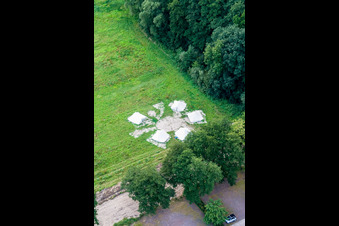 Giant zip line, Fun-Forest camp in Kandel in the state Rhineland-Palatinate, Germany from above