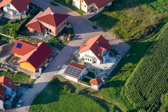 Aerial photograpy of Uhlandstr in Neuburg am Rhein in the state Rhineland-Palatinate, Germany