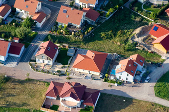 Oblique view of Kantstr in Neuburg am Rhein in the state Rhineland-Palatinate, Germany