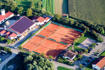 Aerial photograpy of Tennis Club TC Neuburg in Neuburg am Rhein in the state Rhineland-Palatinate, Germany