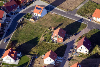 Aerial view of New development area An der Anhaide in the district Schaidt in Wörth am Rhein in the state Rhineland-Palatinate, Germany
