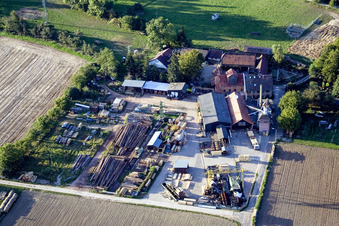 Aerial view of Schaidter Mill (Orth Sawmill) in the district Schaidt in Wörth am Rhein in the state Rhineland-Palatinate, Germany