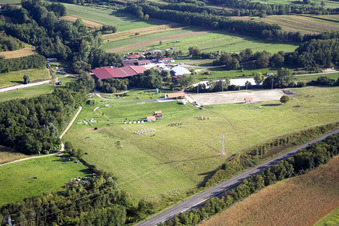 Aerial view of Riding stable in Neewiller-près-Lauterbourg in the state Bas-Rhin, France