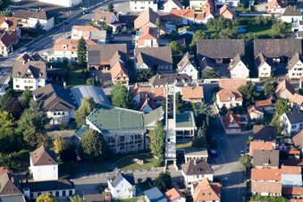 Aerial photograpy of Offendorf in the state Bas-Rhin, France