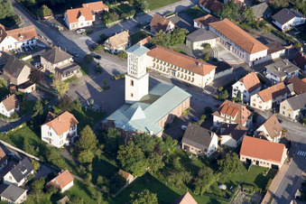 Offendorf in the state Bas-Rhin, France from above