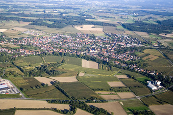 From the west in the district Freistett in Rheinau in the state Baden-Wuerttemberg, Germany