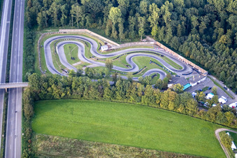 Aerial view of Racetrack racecourse Gocart Bahn des RMSV Urloffen e.V. in Appenweier in the state Baden-Wurttemberg