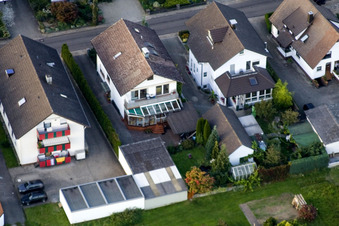 Runzweg in the district Urloffen in Appenweier in the state Baden-Wuerttemberg, Germany seen from above