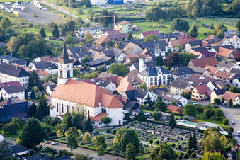 Aerial photograpy of Church in the district Urloffen in Appenweier in the state Baden-Wuerttemberg, Germany