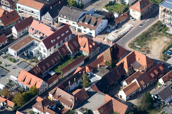 Aerial view of Frankenhofpassage, Bahnhofstr in Kandel in the state Rhineland-Palatinate, Germany
