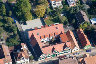 Oblique view of Bahnhofstraße Hotel zum Rössel in Kandel in the state Rhineland-Palatinate, Germany