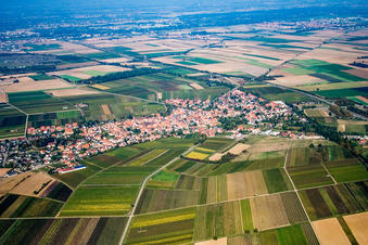 Aerial photograpy of View of the town from the south in Insheim in the state Rhineland-Palatinate, Germany