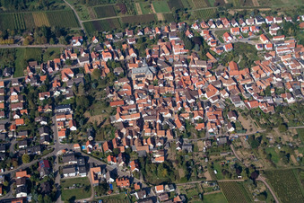 Town View of the streets and houses of the residential areas in the district Arzheim in Landau in der Pfalz in the state Rhineland-Palatinate out of the air
