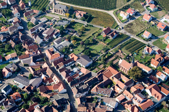 Oblique view of Main Street in Birkweiler in the state Rhineland-Palatinate, Germany
