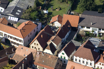 Bird's eye view of Main Street in Birkweiler in the state Rhineland-Palatinate, Germany