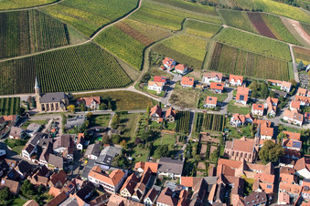 Village view of Birkweiler in the state Rhineland-Palatinate viewn from the air