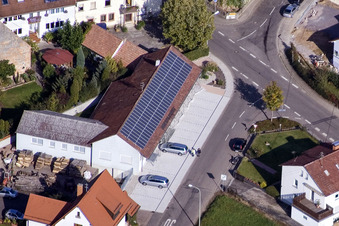 Aerial photograpy of Raiffeisenstraße x Mörzheimer Hauptstr in the district Mörzheim in Landau in der Pfalz in the state Rhineland-Palatinate, Germany