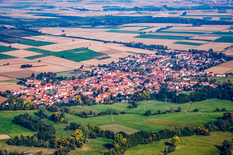 Aerial photograpy of View of the town from the southwest in Rohrbach in the state Rhineland-Palatinate, Germany