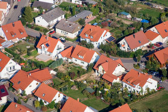 Aerial view of In the new gardens in Steinweiler in the state Rhineland-Palatinate, Germany