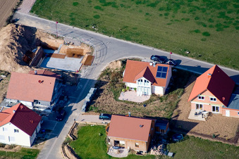 Settlers' Way in Steinweiler in the state Rhineland-Palatinate, Germany seen from above