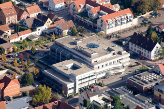Aerial view of Savings Bank GER-Kandel in Kandel in the state Rhineland-Palatinate, Germany