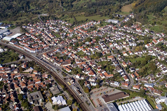 Oblique view of School building of the Ludwig-Marum-Gymnasium Pfinztal in the district Berghausen in Pfinztal in the state Baden-Wurttemberg