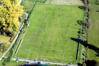 Aerial view of FC Viktoria Berghausen in the district Berghausen in Pfinztal in the state Baden-Wuerttemberg, Germany