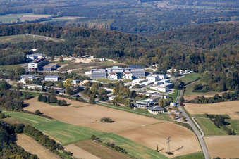 Aerial view of Pfinztal ITG in the district Grötzingen in Karlsruhe in the state Baden-Wuerttemberg, Germany
