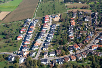 Bird's eye view of District Hohenwettersbach in Karlsruhe in the state Baden-Wuerttemberg, Germany