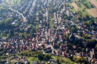 Oblique view of District Grünwettersbach in Karlsruhe in the state Baden-Wuerttemberg, Germany