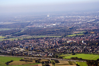 From the east in the district Rüppurr in Karlsruhe in the state Baden-Wuerttemberg, Germany