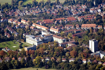 Aerial photograpy of Deaconesses Hospital in the district Rüppurr in Karlsruhe in the state Baden-Wuerttemberg, Germany