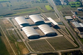Exhibition grounds and exhibition halls of the DM-Arena, Karlsruher Messe- und Kongress GmbH in the district Daxlanden in Karlsruhe in the state Baden-Wurttemberg