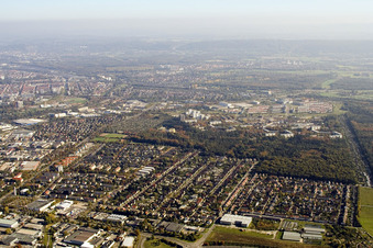 Aerial photograpy of District Grünwinkel in Karlsruhe in the state Baden-Wuerttemberg, Germany