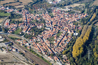 Aerial view of Altwörth in Wörth am Rhein in the state Rhineland-Palatinate, Germany